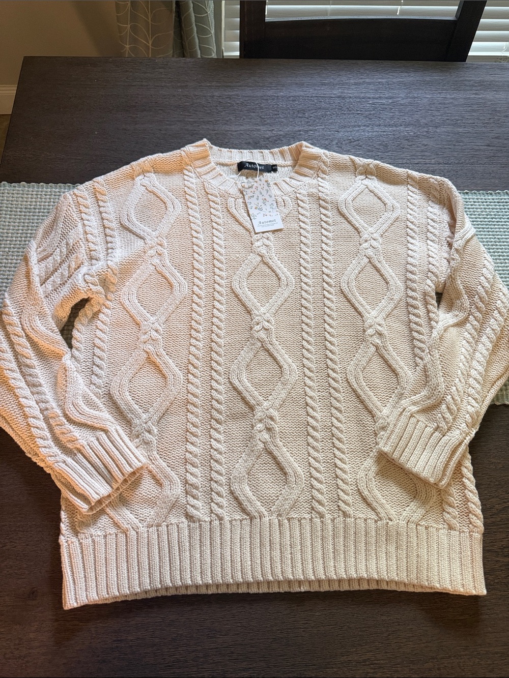 NWT Oversized Cable Knit Crewneck Sweater